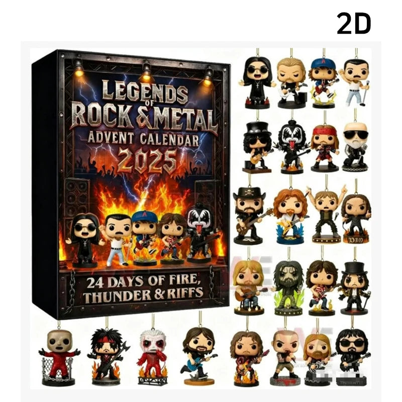 Rock & Metal Adventskalender Hout 24 Vakjes Muziek Kerstaftellen Geschenkbox Kerstdecoratie Countdown | Sulvida