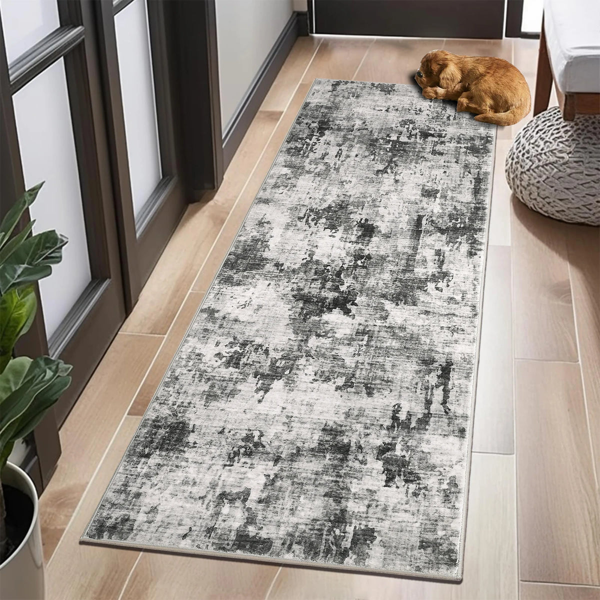 Looploper 60x230cm Wasbaar Antislip Bloemenpatroon Gangkleed Hal Entree Vintage Polyester Tapijt Vloerkleed | Sulvida