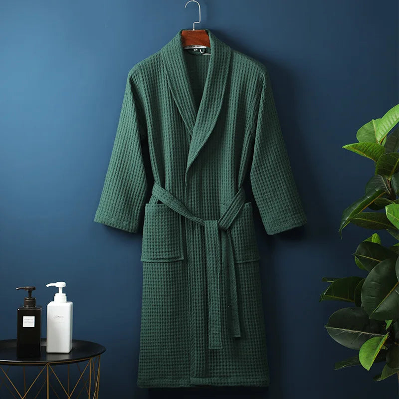 Katoenen badjas dames heren unisex zachte ochtendjas lounge huisjas comfortabele relaxjas wellness spa | Sulvida