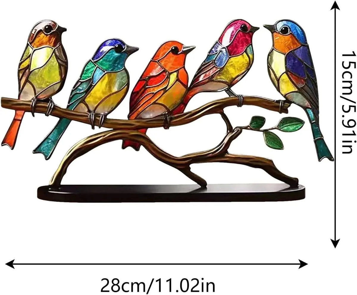Glazen Vogels op Tak Decoratie Gekleurde Vogeltjes Interieurornament Woonkamer Bureau Decoratiebeelden | Sulvida