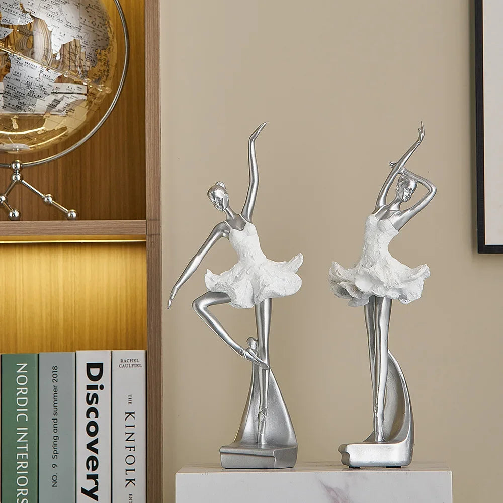 Decoratief Balletdanser Beeldje Sculptuur Kunsthars Ballerina Figuur Staand Danseres Ornament Interieur | Sulvida