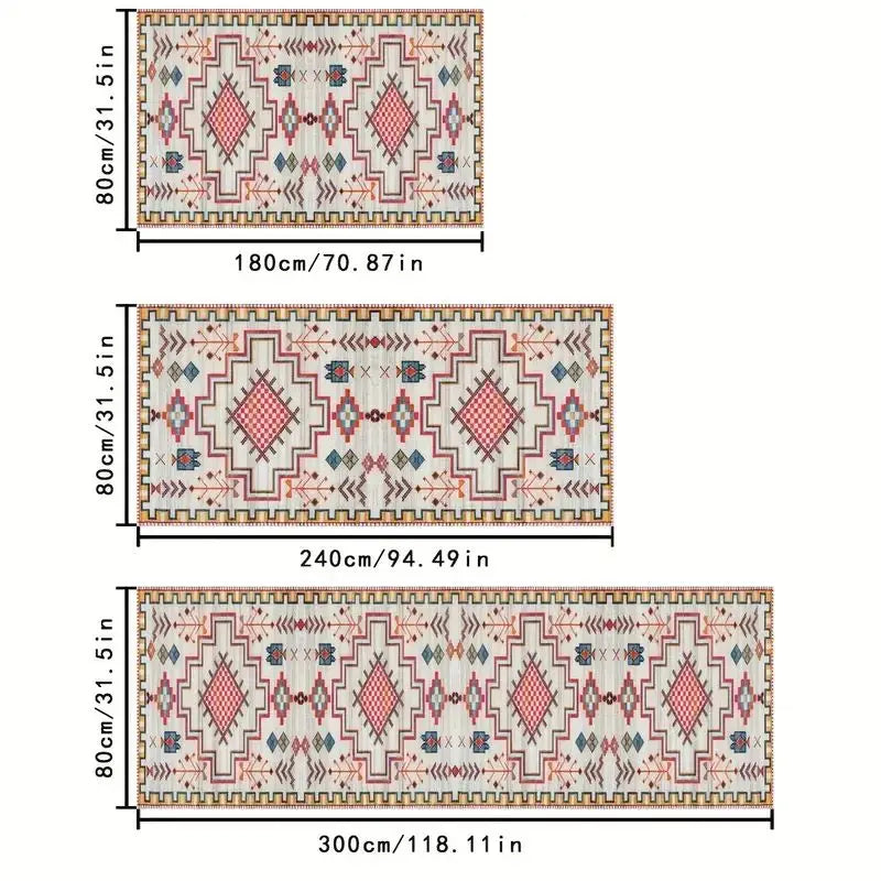 Vloerkleed Loper Wasbaar Antislip Vintage Print Gangloper voor Keuken Hal Woonkamer 50-80 cm Breed Sfeervol | Sulvida