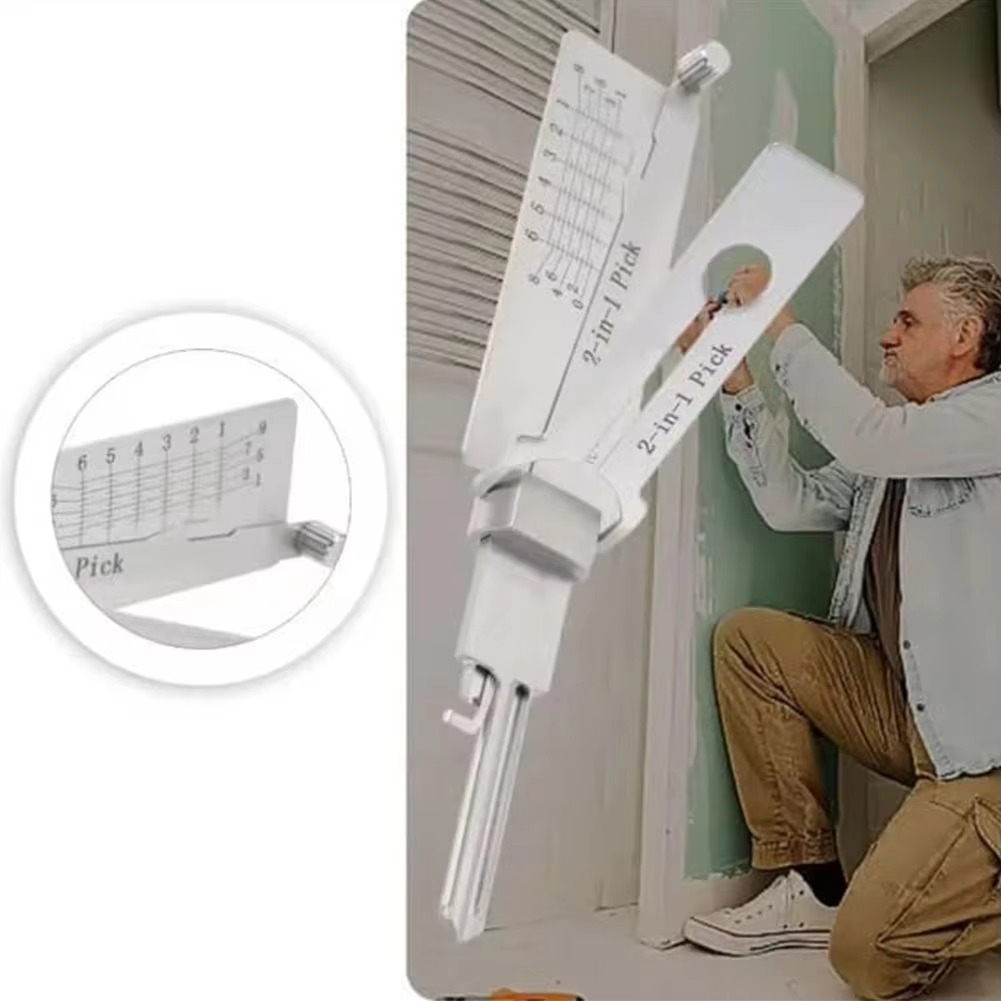 Professionele 2-in-1 Sleuteldecodeergereedschap uit Roestvrij Staal voor Slotenmakers – Precisietool voor Lock Picking en Decoderen | Sulvida