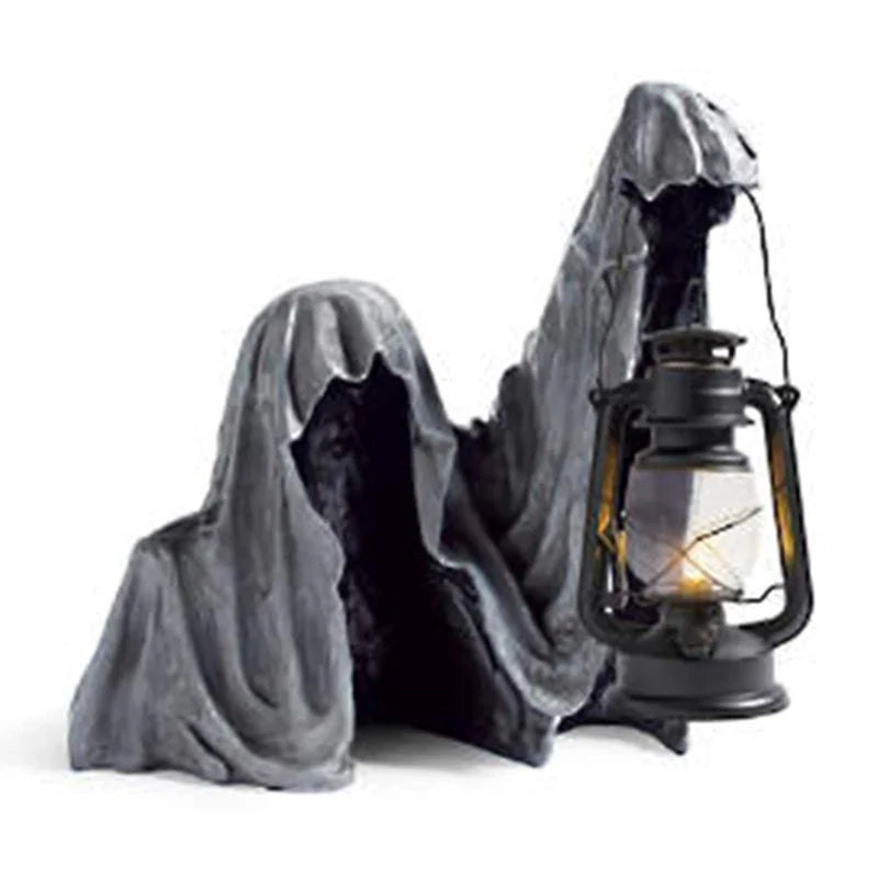 Décoration de jardin d’Halloween représentant la Faucheuse avec une lanterne, figurine effrayante résistante aux intempéries pour le jardin et la terrasse | Sulvida