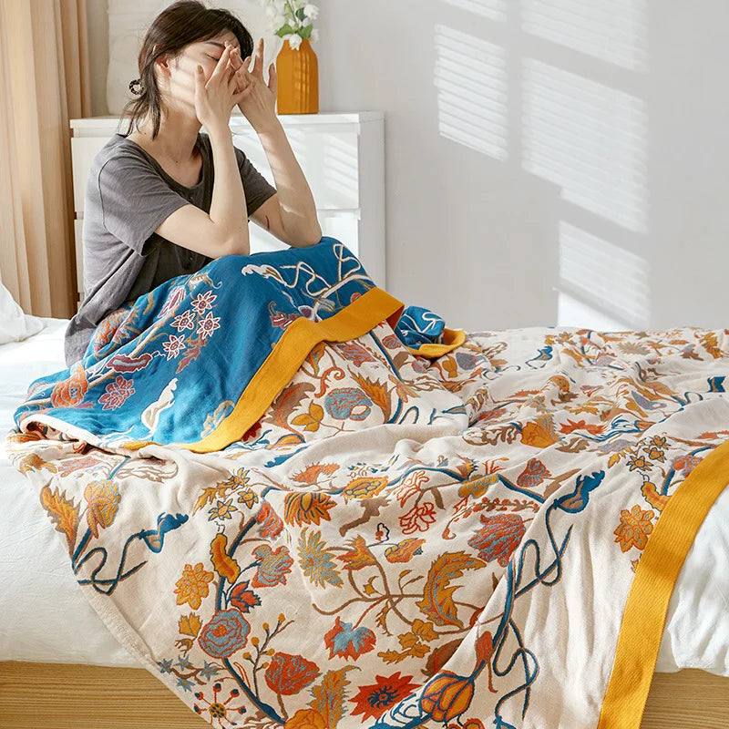 Muslin blanket - Summer Cotton Blankets Pastoral Style King Size Muslin Gauze Towelling Coverlet Double Bed Blankets Bedspreads On The Beds Sheet