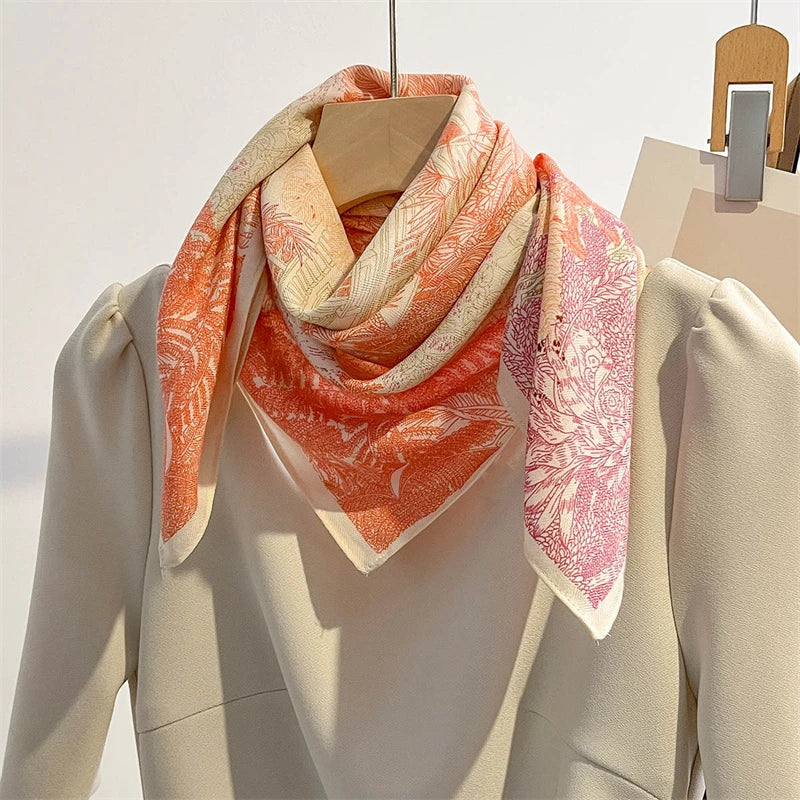 Vierkante Hoofddoek Dames Katoengevoel Print Hals Haar Accessoire Mode Bandana Multifunctioneel 68x68cm | Sulvida