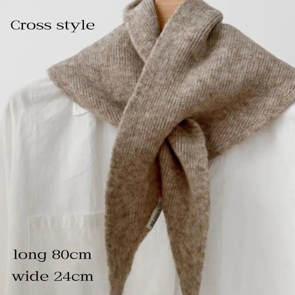 Driehoekige Wollen Sjaal Dames Gebreid Warm Omslagdoek Effen Halsdoek Schoudersjaal Winter Herfst Stijlvol | Sulvida