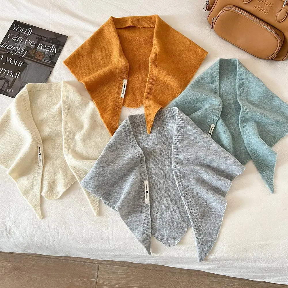 Driehoekige Wollen Sjaal Dames Gebreid Warm Omslagdoek Effen Halsdoek Schoudersjaal Winter Herfst Stijlvol | Sulvida