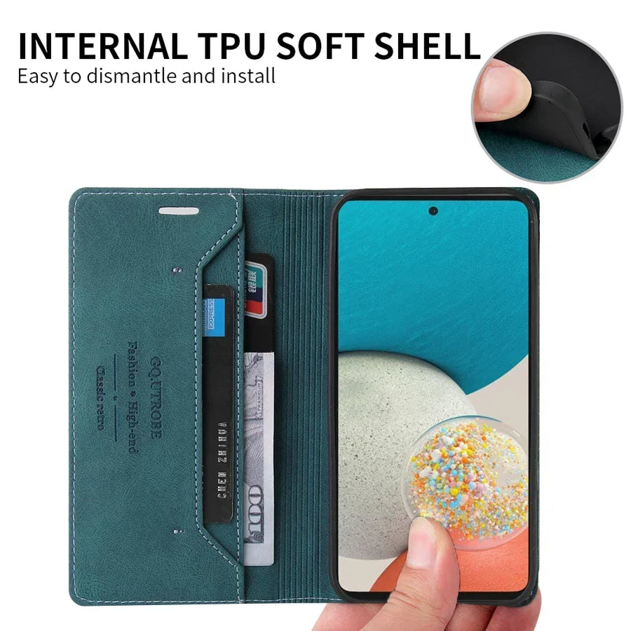 Portemonnee Telefoonhoesje Leer met Kaarthouder voor Samsung Galaxy A-Serie Magnetische Sluiting Flip | Sulvida