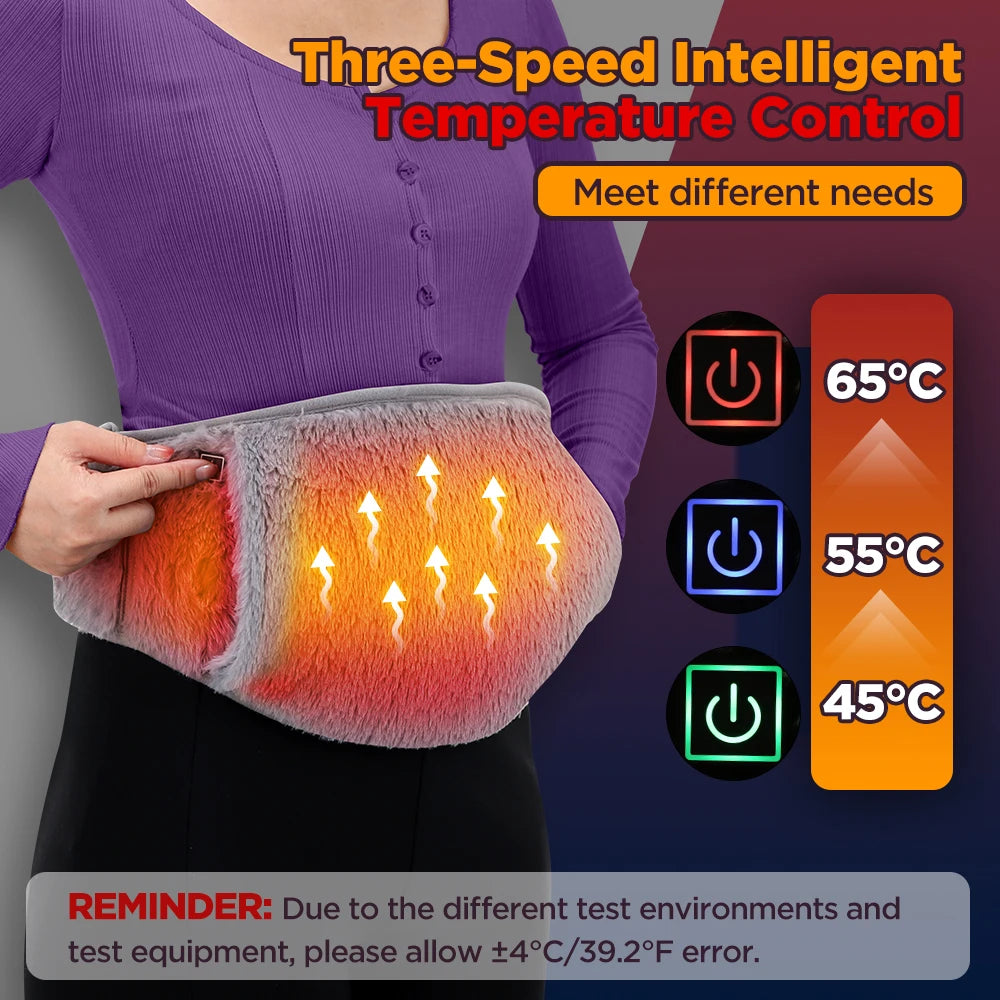 Verwarmde Buikband USB Oplaadbaar 3 Temperaturen Handwarmer Taillegordel Menstruatiepijn Warmtetherapie | Sulvida