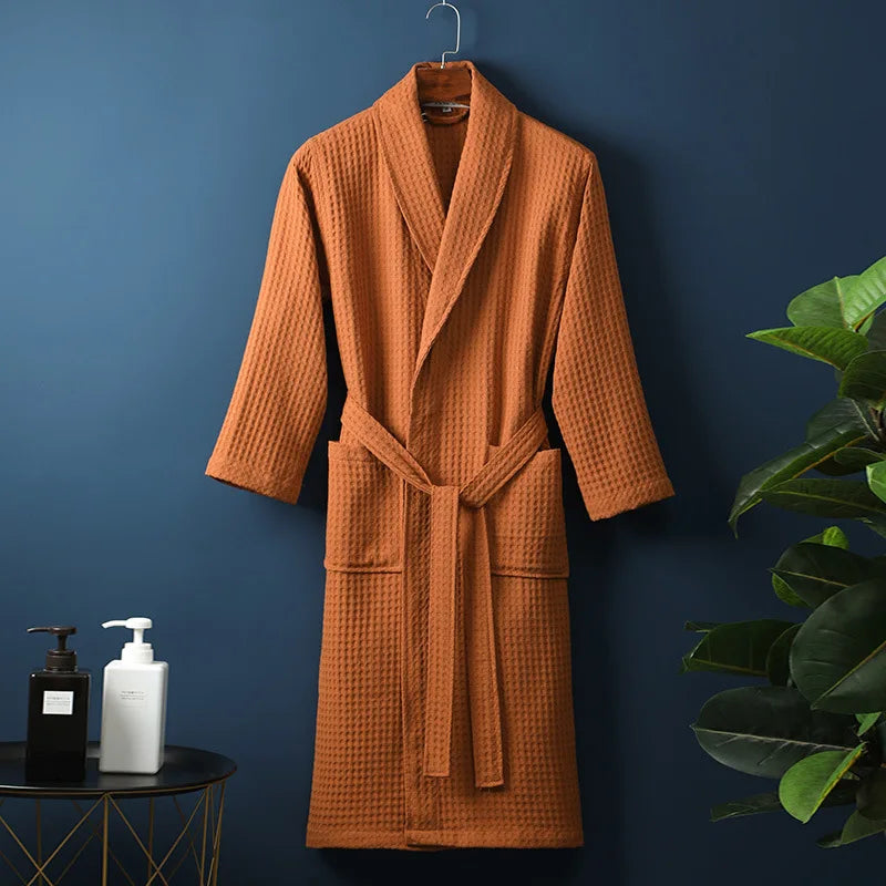 Katoenen badjas dames heren unisex zachte ochtendjas lounge huisjas comfortabele relaxjas wellness spa | Sulvida