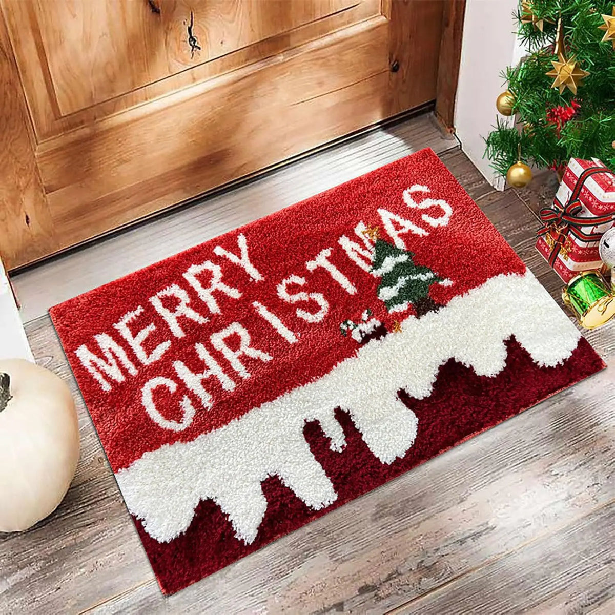 Kerstdeurmat Vrolijk Kerstfeest Antislip Polyester Binnendecoratie Kerstman Feestelijke Entree Mat Huis | Sulvida