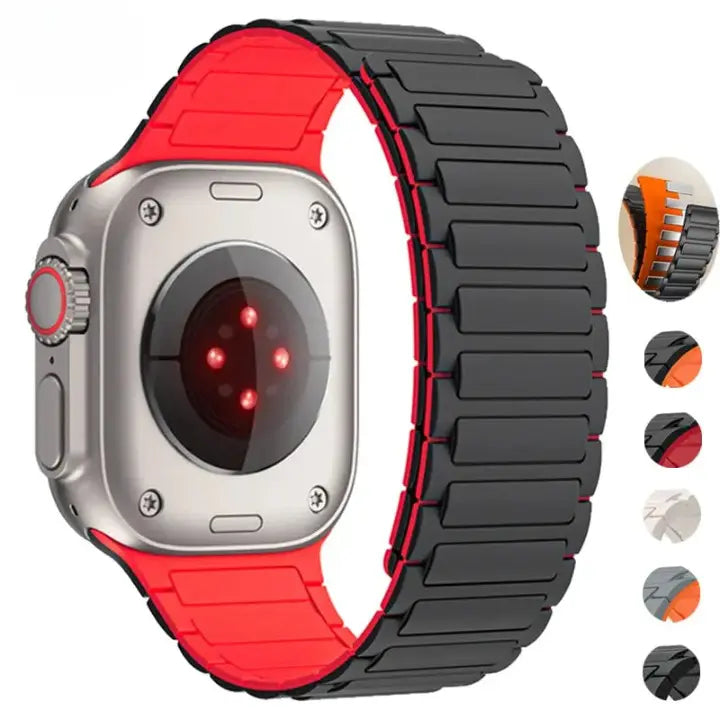 Bracelet de montre magnétique en silicone pour Apple Watch Series 10 11 12 et Ultra 3 4, sportif et confortable | Sulvida
