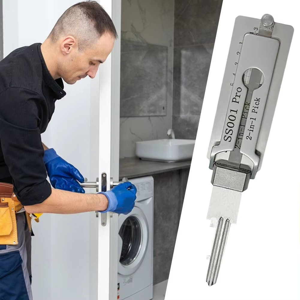 Professionele 2-in-1 Sleuteldecodeergereedschap uit Roestvrij Staal voor Slotenmakers – Precisietool voor Lock Picking en Decoderen | Sulvida