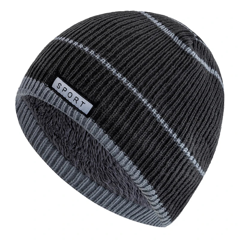 Gebreide Wintermuts met Fleecevoering Unisex Gestreept Skimuts Warm Hoofddeksel Outdoorwear Heren Dames | Sulvida