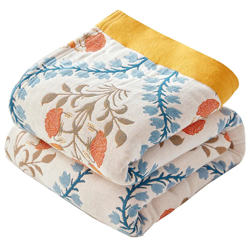 Couverture d’été en coton mousseline pour lit double, couvre-lit à motif floral en gaze de coton, léger et fin | Sulvida