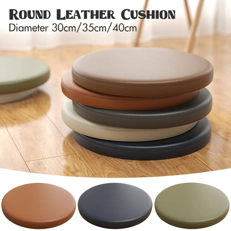 Rond Zitkussen met Memory Foam en Kunstleer 30-40 cm voor Eetkamerstoel Barkruk Bureaukruk Antislip Comfortabel | Sulvida