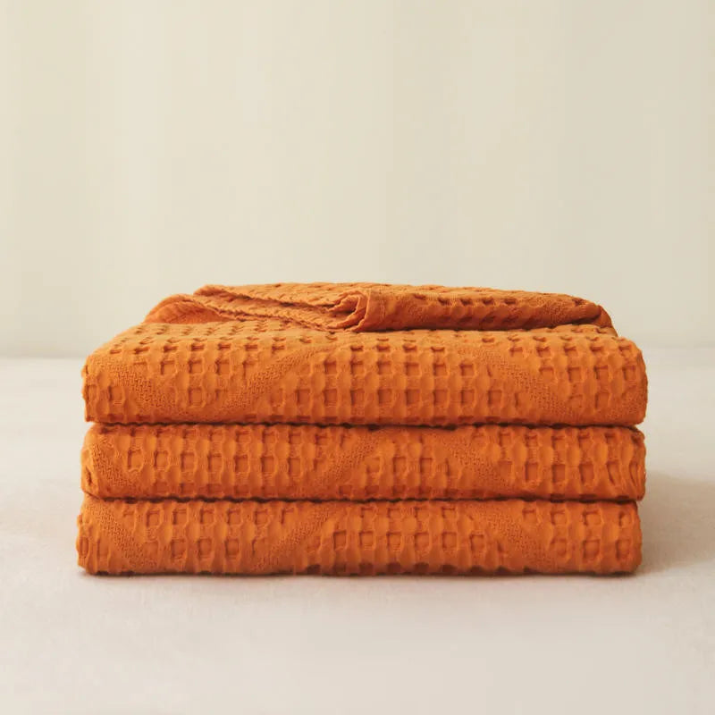 Katoenen Deken Muslin Gewafeld 100x150 tot 200x230 cm Geweven Luchtig Plaid Bedsprei Zomer Bank Slaapkamer | Sulvida