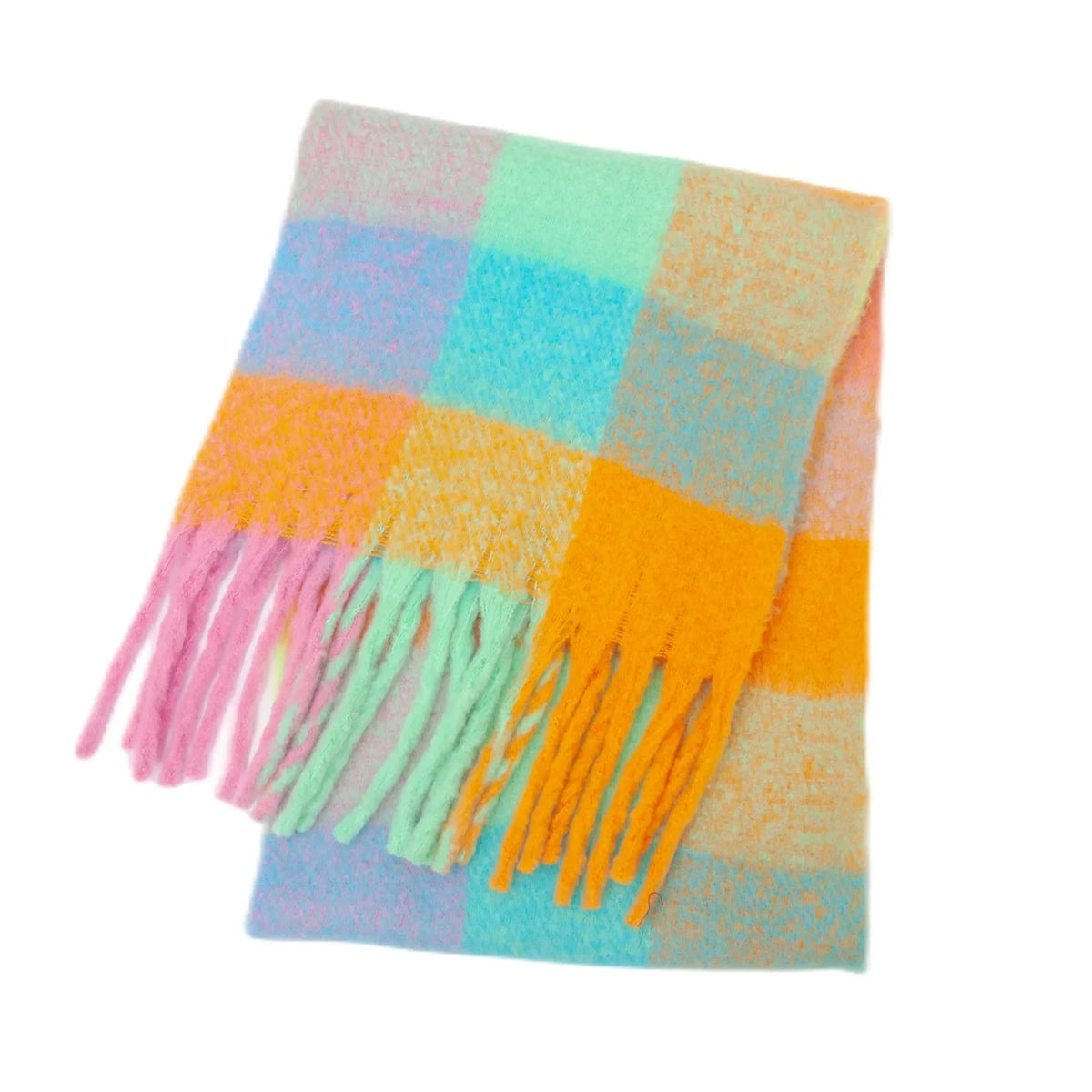 Écharpe en cachemire 38×230 cm, dégradé arc-en-ciel, étole douce, foulard de luxe, accessoire d’hiver pour femme | Sulvida