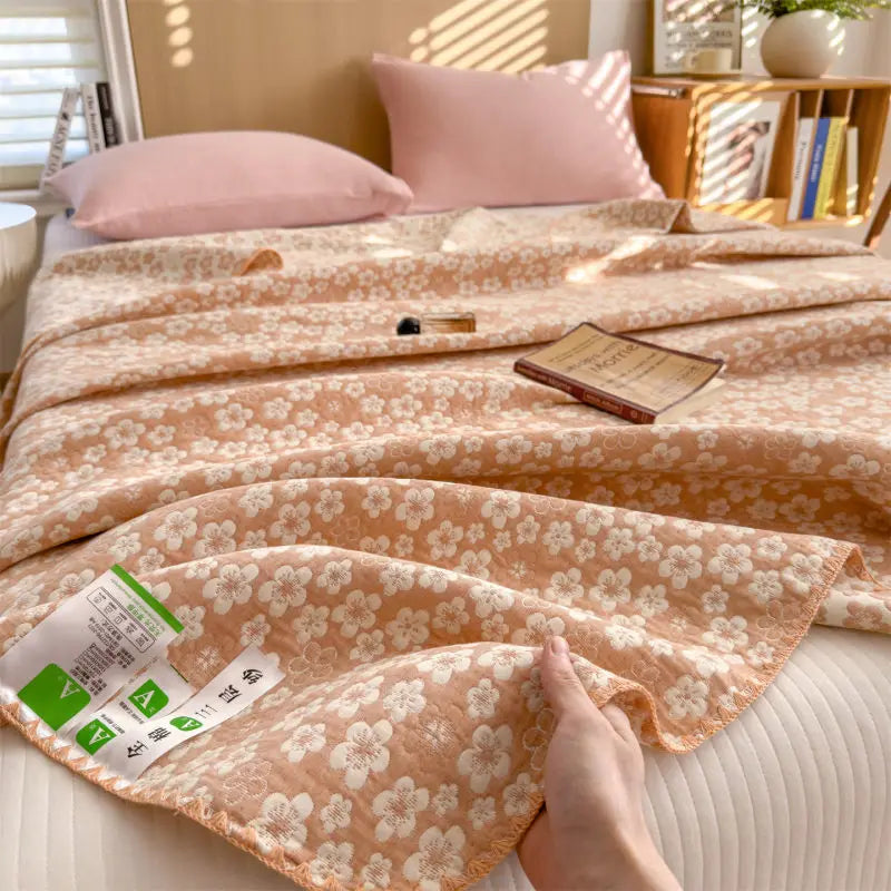 Drielaags Muslin Plaid Katoen Gestreept Lichtgewicht Ademend Zacht Deken Woonkamer Slaapkamer Bed Bank | Sulvida