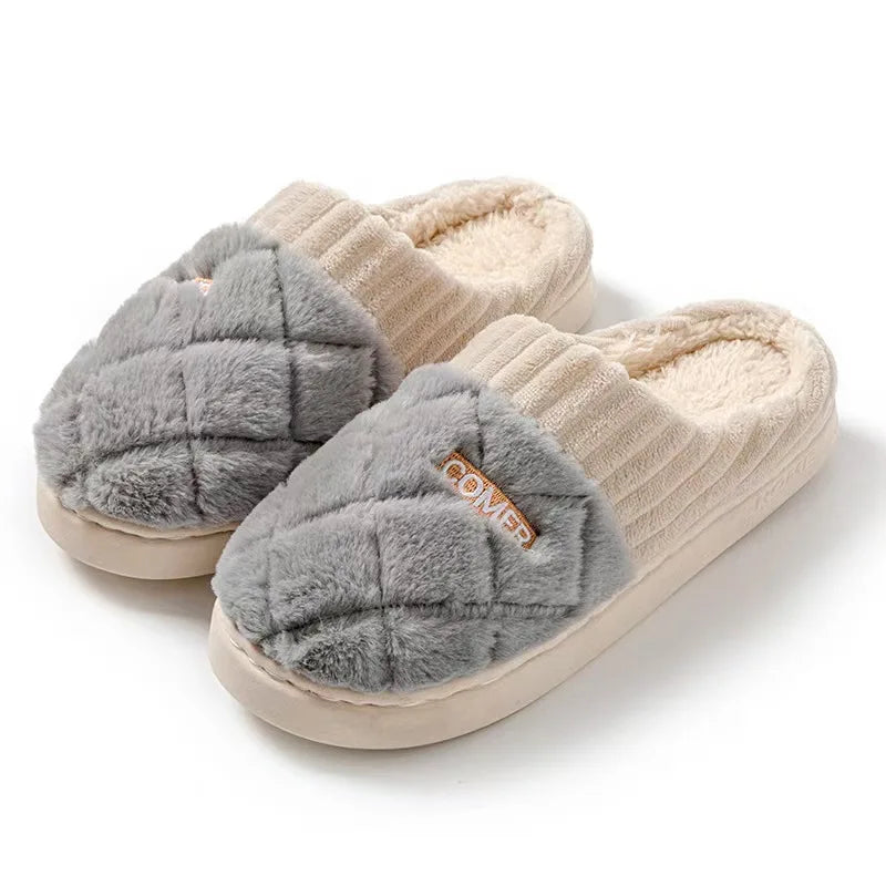 Chaussons d’intérieur doux doublés en peluche, antidérapants, pour l’automne et l’hiver, femmes et hommes, unisexes et confortables | Sulvida