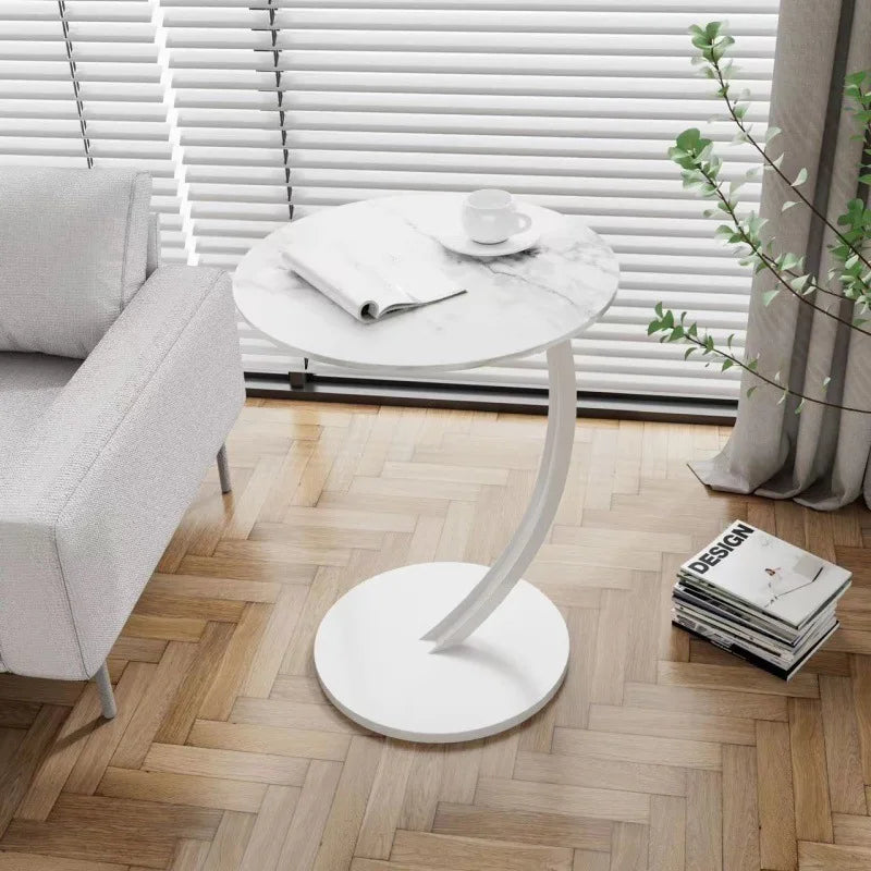 Compacte bijzettafel met stalen frame en houten blad voor woonkamer slaapkamer hoektafel nachtkastje | Sulvida