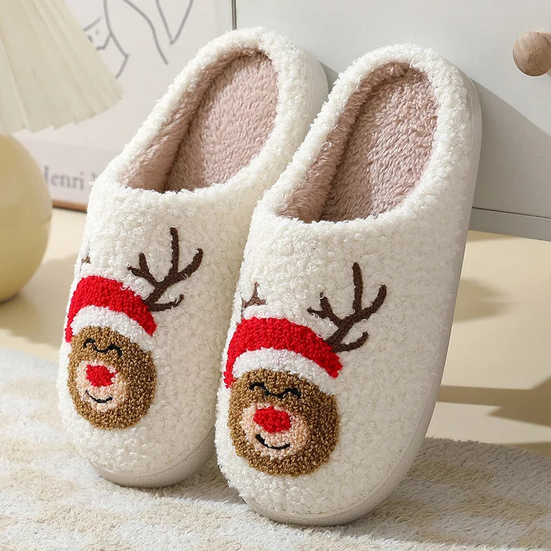 Huisslippers Peperkoek Motief Zachte Pluche Binnenschoenen Winterwarm Dames Heren Unisex Kerstcadeau | Sulvida