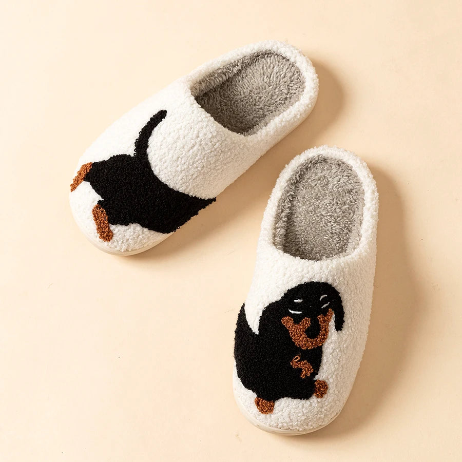 Zachte Teckel Pantoffels Dames Pluche Huisslippers Winter Warm Katoen Instappers Indoor Comfort Antislip | Sulvida
