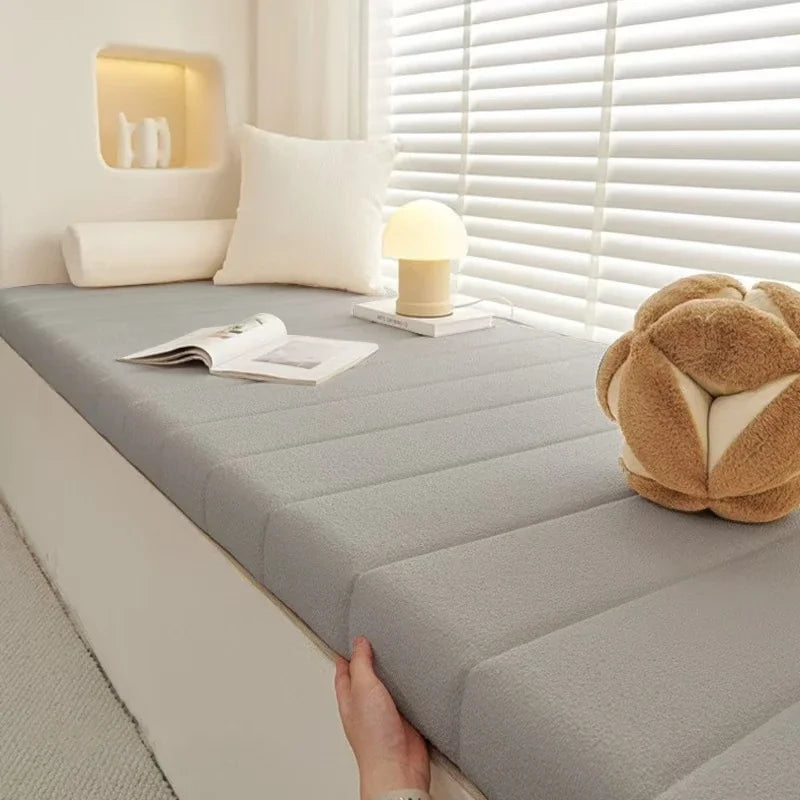 Coussin de banc rectangulaire en velours teddy antidérapant, 80-150 cm, pour banquette, banc de jardin, rebord de fenêtre et banc lounge | Sulvida