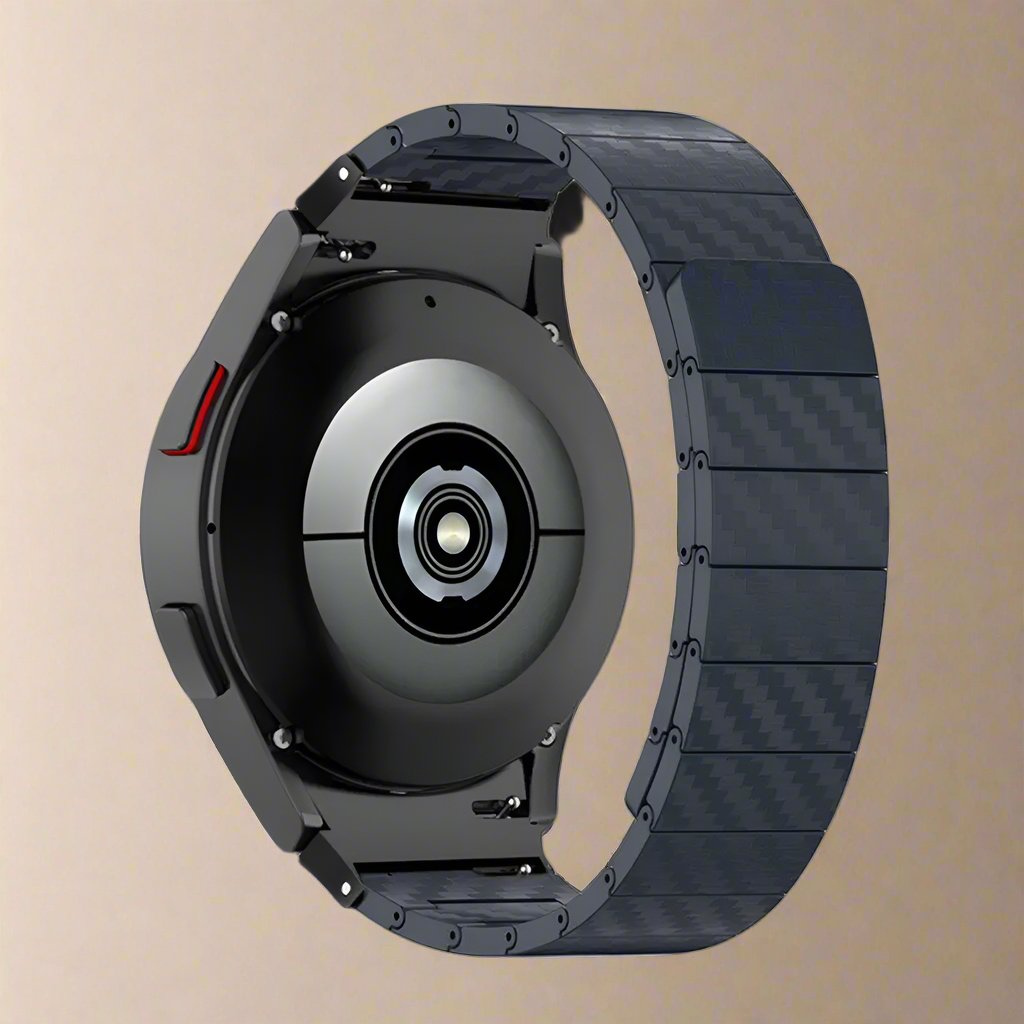 Bracelet de montre en carbone pour Galaxy Watch 4 5 6, noir, argenté, doré – réglable, magnétique, avec fermoir luxueux | Sulvida