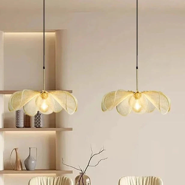 Hanglamp Linnen Kap Messing Frame Warm Licht E27 Eetkamer Woonkamer Slaapkamer Elegant Design Sfeerverlichting | Sulvida