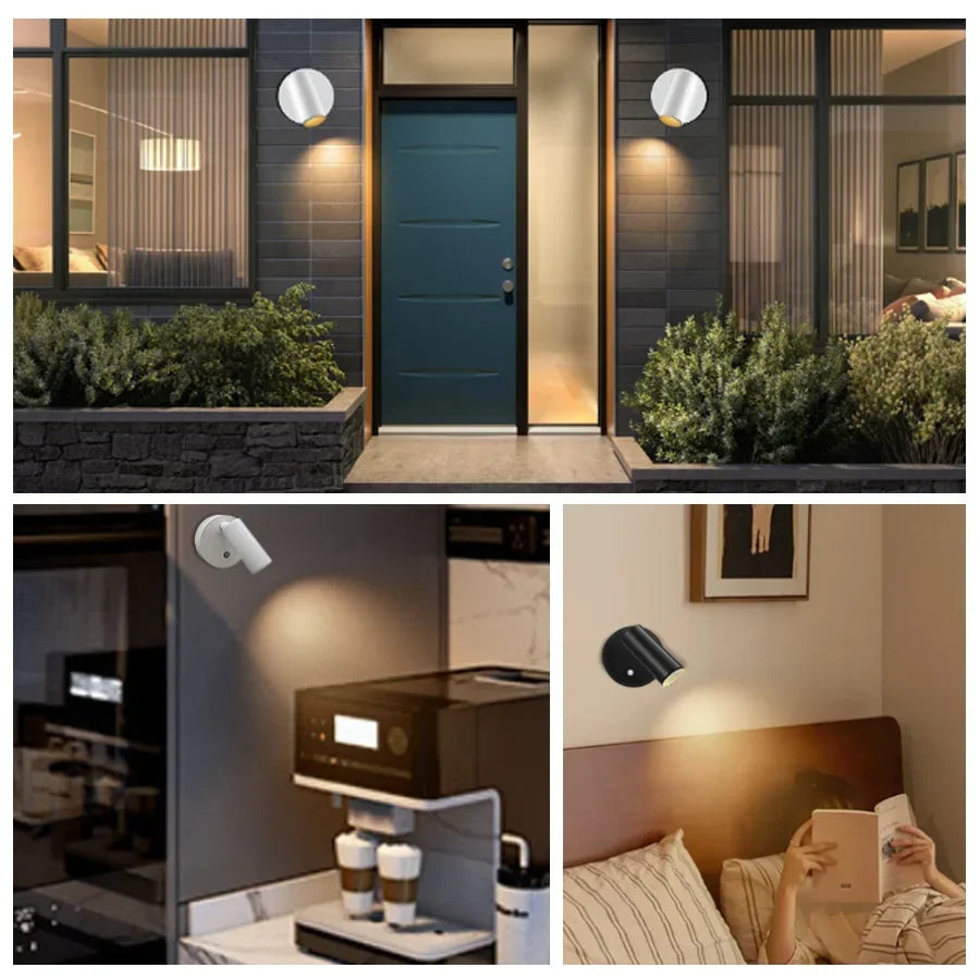 Oplaadbare LED-wandspot Draadloos Magnetisch 360° Draaibaar Dimbaar Touch Bedlampje Leeslamp Nachtlamp | Sulvida