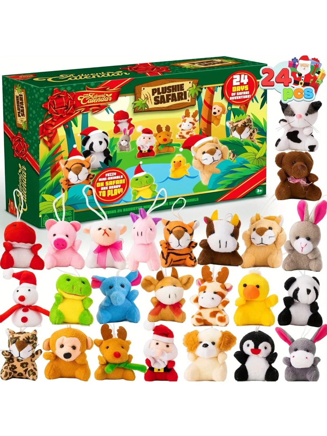 Adventskalender met 24 Mini Knuffels voor Kerst Aftellen Kinderspeelgoed Decoratie Kerstkalender Cadeau | Sulvida