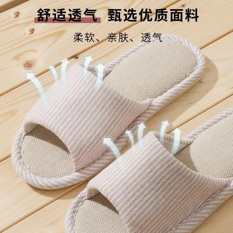 Linnen Pantoffels Dames Heren Zomer Winter Binnenshuis Open Casual Huisslippers Unisex Comfortabel Ademend | Sulvida