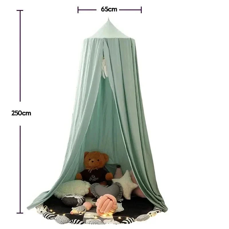 Hangende Katoenen Klamboe Hemelbed Kinderkamer Roze Grijs Wit Decoratie Speelhoek Leeshoekje Prinsessenkamer | Sulvida