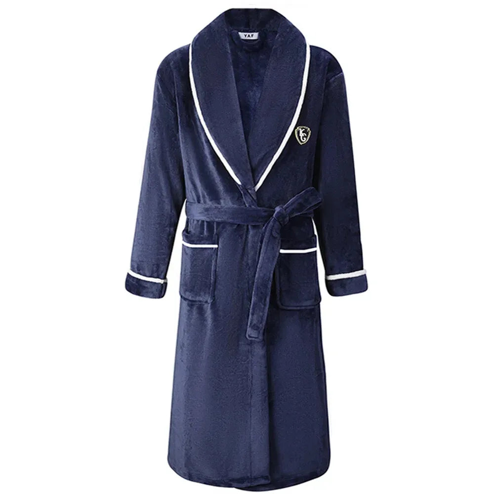 Herenbadjas Fleece Kimono Grijs Blauw Kameel Lange Mouwen Extra Dik Luxe Loungekleding Herfst Winter | Sulvida