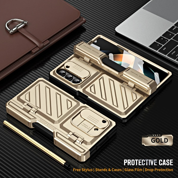 Étui de protection pour téléphone Samsung Galaxy Z Fold 4 et 5 avec support et protecteur d’écran intégral | Sulvida
