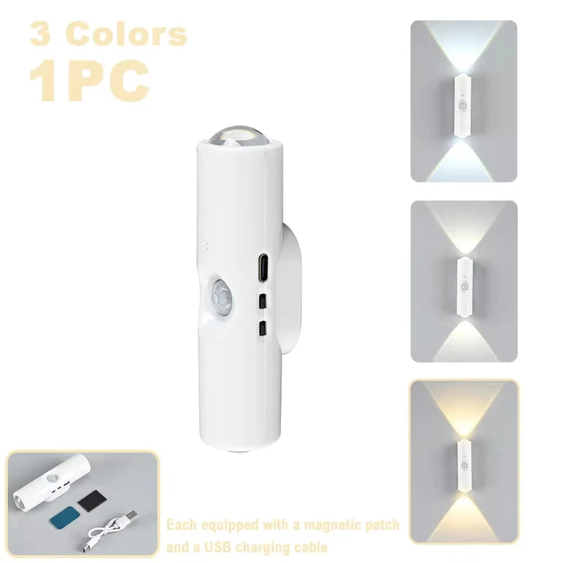 Oplaadbare RGB Wandspot met Bewegingssensor Magnetisch Nachtlampje Sfeerverlichting Slaapkamer Hal Trap | Sulvida