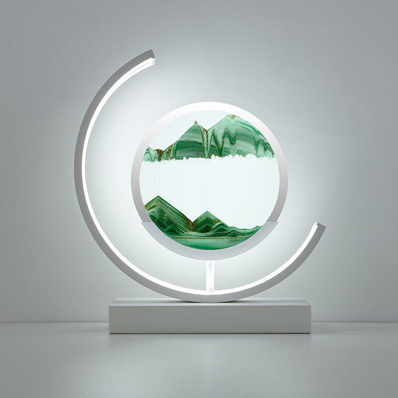 LED Tafellamp met Bewegend Zand Glazen Bol 360° Draaibaar Warm Licht Decoratief Modern Design Sfeerlamp | Sulvida