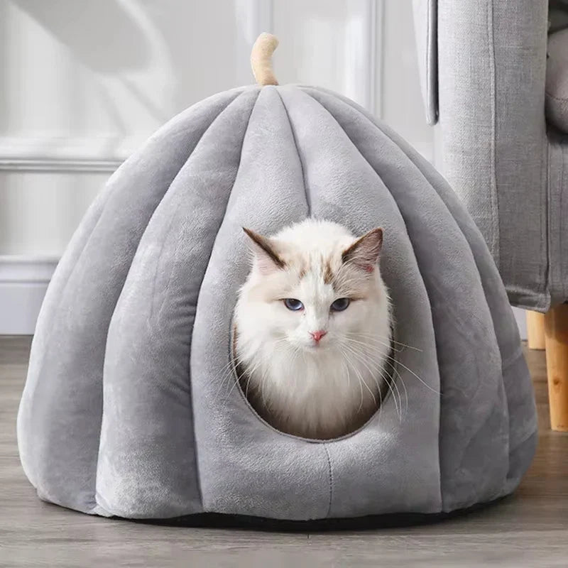 Gesloten Kattenbed Pluche Warm Knus Huisje 40×40×35cm 50×50×40cm Groen Oranje Grijs Winter Slaapplek | Sulvida