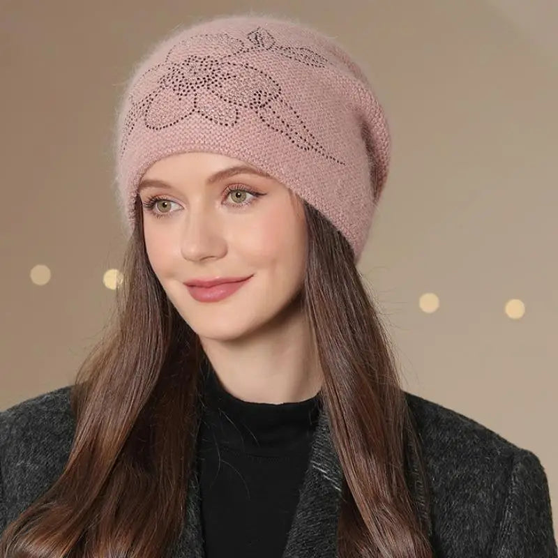 Nieuwe Dames Muts Mode Versieren Beanie Hoed Konijnenbontmix Warme Wintermuts Voor Vrouwelijke Casual Streetwear Gebreide Muts