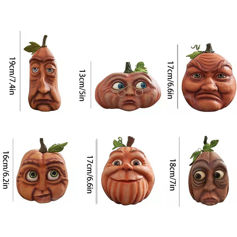 Decoratieve Halloween Pompoen met LED Verlichting Grappig Pompoenhoofd van Hars voor Tuin en Feesten | Sulvida