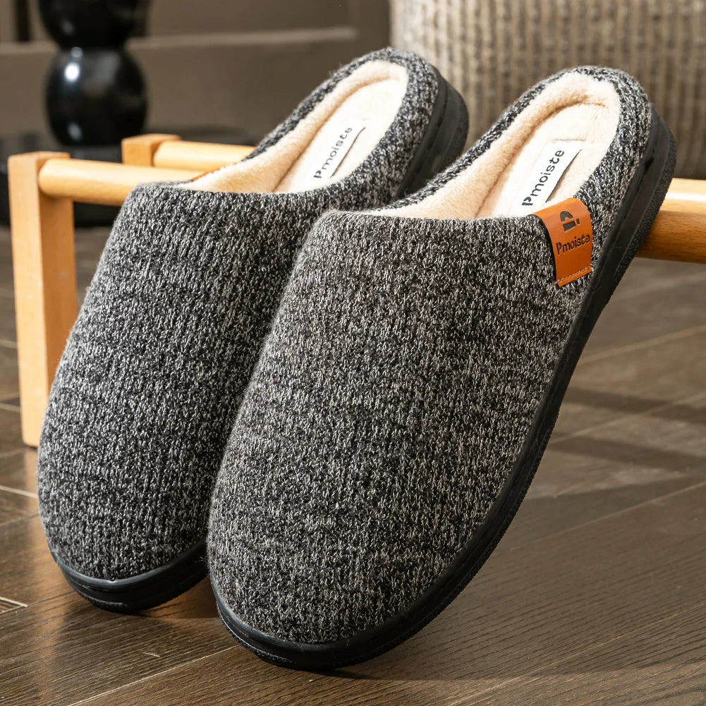 Herenpantoffels Winter Gebreid Memory Foam Antislip TPR Zool Warme Binnenschoen Indoor Sloffen Comfort | Sulvida