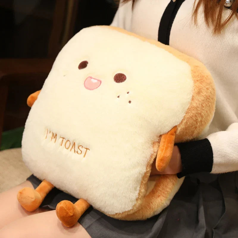 Pluche Handwarmer Kussen Toast Brood Vorm Zacht Knuffelkussen Warmtekussen voor Koude Handen Winters | Sulvida