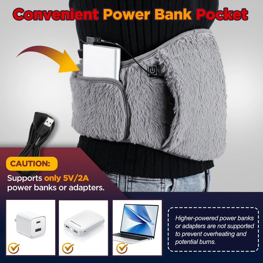 Verwarmde Buikband USB Oplaadbaar 3 Temperaturen Handwarmer Taillegordel Menstruatiepijn Warmtetherapie | Sulvida