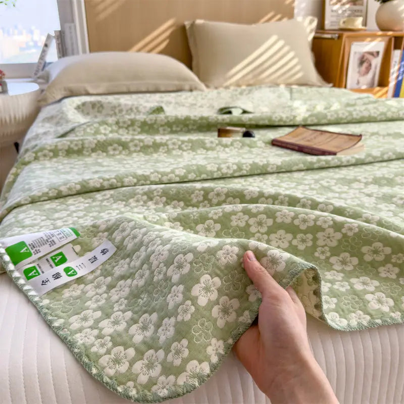 Drielaags Muslin Plaid Katoen Gestreept Lichtgewicht Ademend Zacht Deken Woonkamer Slaapkamer Bed Bank | Sulvida
