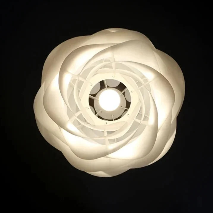 Gelaagde hanglamp met lotusbloemblaadjes in wit PVC voor woonkamer eetkamer entree slaapkamer hal sfeervolle verlichting | Sulvida