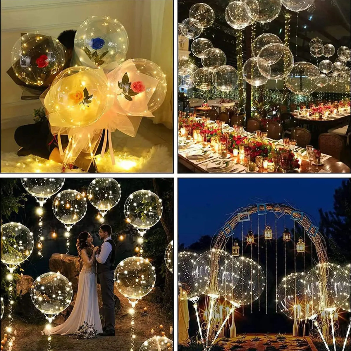 Transparante LED Ballonnen Set 5 Stuks 50cm Warm Licht Feestdecoratie Party Verjaardag Bruiloft Jubileum | Sulvida