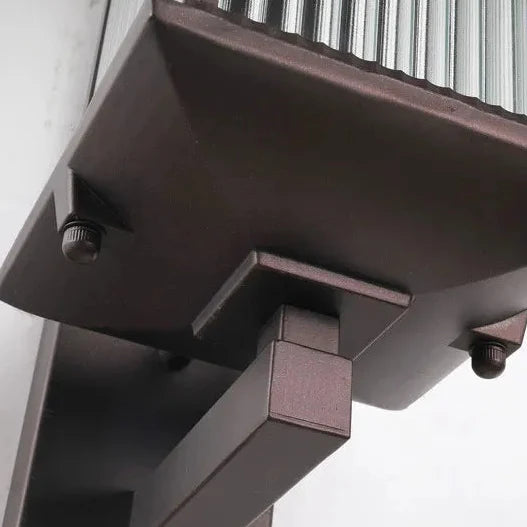 Geribbelde glazen buitenlamp metaal IP65 35 cm hoog voor terras tuin entree wandverlichting buitenmuur | Sulvida