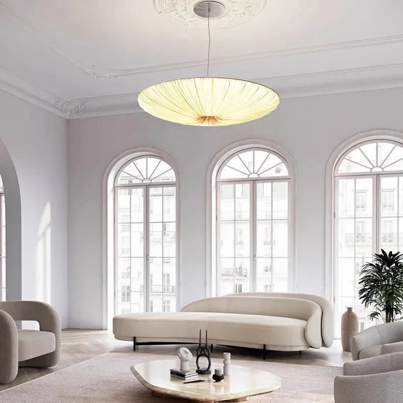 Kroonluchter Plissé Stoffenscherm Metaal LED 50-80cm Warm Neutraal Koud Licht Instelbaar Eetkamer Woonkamer | Sulvida